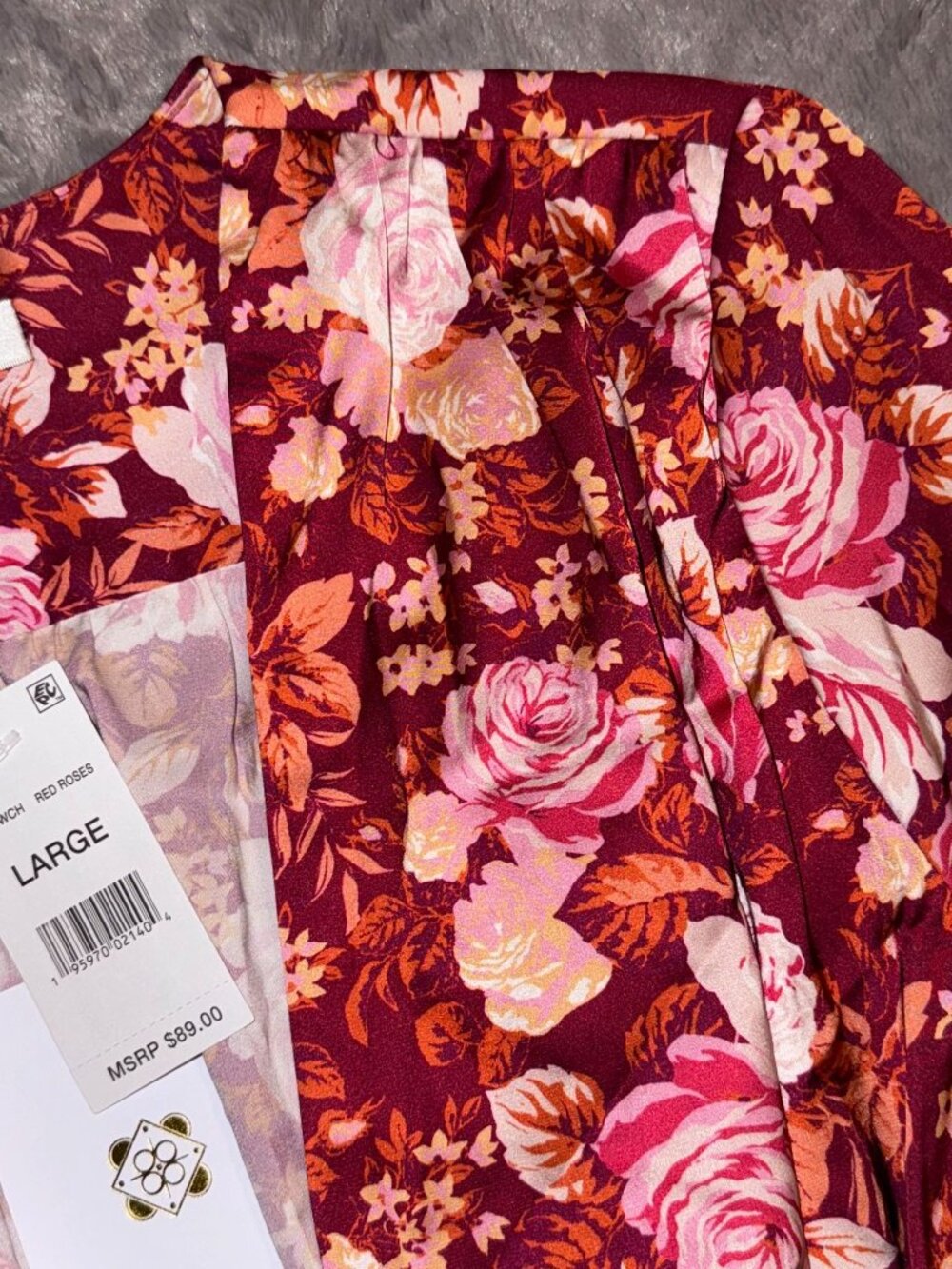 WAYF Womens Floral V-Neck Long Sleeve Blouse Large - Picture 4 of 10